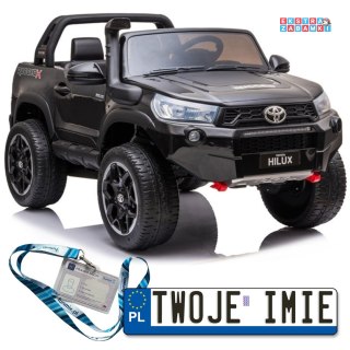 Czarna Toyota Hilux na akumulator - 4x45W, 24V/7Ah, Bluetooth, ekoskóra, EVA, LED - [7645]