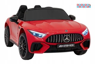 Czerwone Mercedes Benz AMG SL63 na akumulator - 4x35W, EVA, ekoskóra