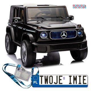 Czarne Mercedes EQG na akumulator - 4x4, ekoskóra, EVA, LED