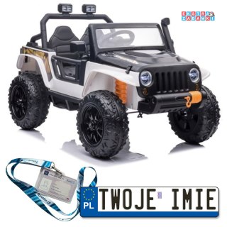 Biały Terenowy XB-1118 na akumulator - 4x45W, 12V/10Ah, z pilotem, ekoskóra, EVA, LED - [9063]