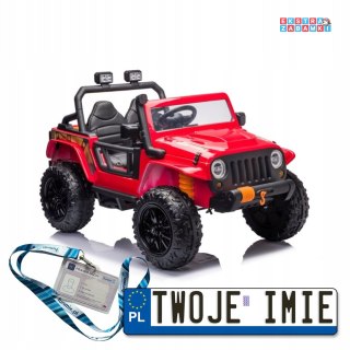 Czerwony Terenowy XB-1118 na akumulator - 4x45W, 12V/10Ah, z pilotem, ekoskóra, EVA, LED - [9065]
