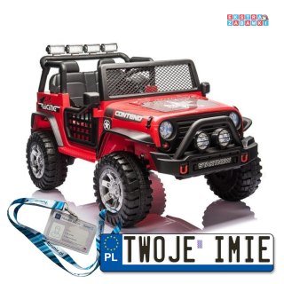 Czerwone Auto XMX618 na akumulator - Ekoskóra, EVA, Pasy, LED, MP3, Fm Radio, USB, Bluetooth