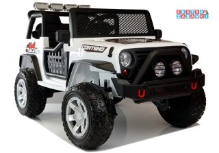 Białe Auto XMX618 na akumulator - Ekoskóra, EVA, Pasy, LED, MP3, Fm Radio, USB, Bluetooth
