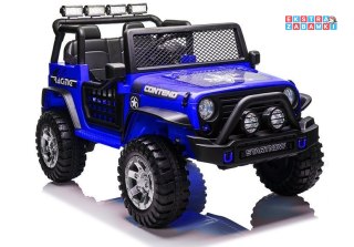 Niebieskie Auto XMX618 na akumulator - Lakier, Ekoskóra, EVA, Pasy, LED, MP3, Fm Radio, USB