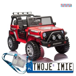 Czerwone Auto XMX618 na akumulator - Lakier, Ekoskóra, EVA, Pasy, LED, MP3, FM Radio, USB
