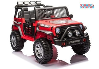 Czerwone Auto XMX618 na akumulator - Lakier, Ekoskóra, EVA, Pasy, LED, MP3, FM Radio, USB