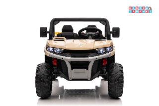 Beżowe Auto XMX623 na akumulator - 4x4, 12V, Ekoskóra, EVA, LED, MP4, USB, Pasy, Bluetooth