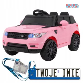 Różowe Auto Start Run na akumulator - 12V/4.5Ah, 2x30W, MP3, LED, pilot - [HL-1638]