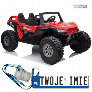Czerwone Terenowe SX1928 buggy na akumulator dwuosobowy - czerwony, 4x55W, 24V/7Ah, ekoskóra, pilot, EVA, LED [12967]
