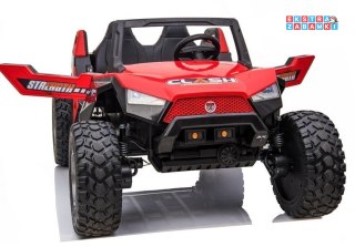 Czerwone Terenowe SX1928 buggy na akumulator dwuosobowy - czerwony, 4x55W, 24V/7Ah, ekoskóra, pilot, EVA, LED [12967]