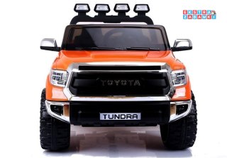 Pomarańczowa Toyota Tundra na akumulator - 2x45W, 12V/7Ah, ekoskóra, EVA, LED, USB, MP3, pasy - [2655]