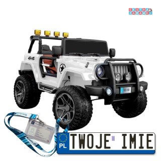 Białe Auto WXE-1688 Strong na akumulator - 4x90W, 24V/7Ah, Ekoskóra, Koła EVA, LED, MP3, USB - [19532]