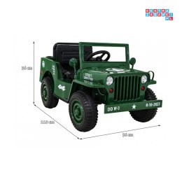 Auto Wojskowe Retro na akumulator 4x4 Pilot Wolny Start ekoskóra MP3 LED