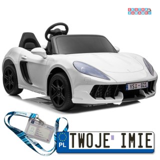 Białe Auto YSA021A na akumulator - Ekoskóra, Bluetooth, LED