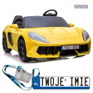 Żółte Auto YSA021A na akumulator - Ekoskóra, LED, MP3