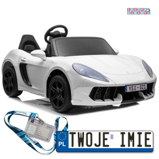 Białe Auto YSA021A na akumulator - Ekoskóra, LED, MP3