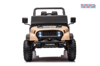 Beżowe Auto YSA8813 na akumulator - 24V, Ekoskóra, Koła EVA, Pasy, Bluetooth, USB, LED