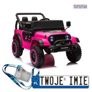 Różowe Auto YSA8813 na akumulator - 24V, Ekoskóra, Koła EVA, Pasy, Bluetooth, USB, LED