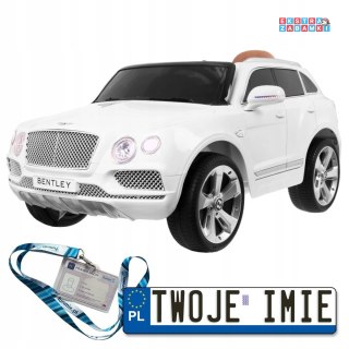 Białe Bentley Bentayga na akumulator - Pilot, Koła EVA, Radio MP3