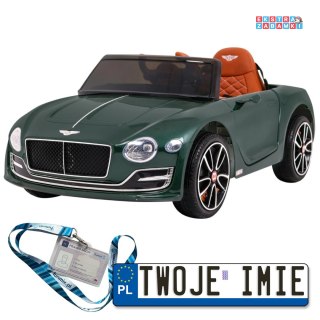 Zielony Bentley EXP 12 na akumulator - Lakierowany, ekoskóra, EVA, MP3, klakson