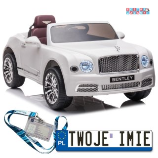 Białe Bentley Mulsanne na akumulator - Auto z Pilotem, ekoskóra, EVA, LED