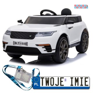 Białe Auto BLT-688 na akumulator - 2x45W, 12V/9Ah, ekoskóra, EVA, LED - [13562]