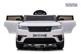 Białe Auto BLT-688 na akumulator - 2x45W, 12V/9Ah, ekoskóra, EVA, LED - [13562]