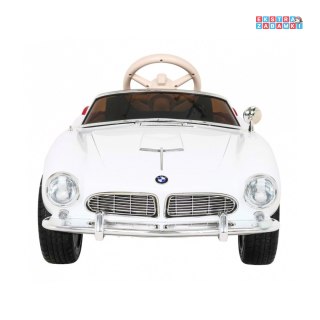 BMW 507 Retro na akumulator - biały, 2x35W 12V/7Ah, pilot, audio, LED, ekoskóra, EVA, wolny Start [SX1938]