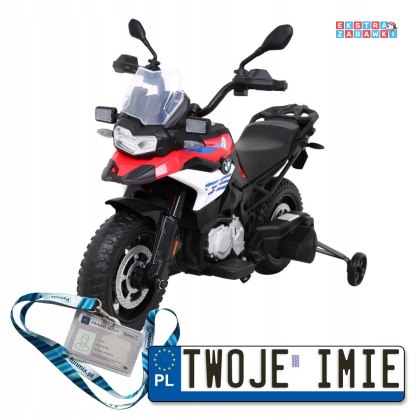 Czerwony Motor BMW F850 GS na akumulator - 2x35W, 12V/7Ah, Wolny Start, Kółka pomocnicze, Audio, LED, EVA - [JT5002A]