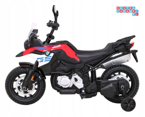 [JT5002A] Motocykl BMW F850 GS na akumulator 2x35W 12V/7Ah z Wolnym Startem Kółka pomocnicze Audio LED EVA - czerwony