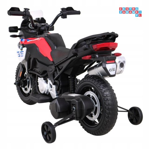 [JT5002A] Motocykl BMW F850 GS na akumulator 2x35W 12V/7Ah z Wolnym Startem Kółka pomocnicze Audio LED EVA - czerwony