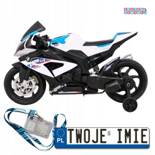 Białe BMW HP4 na akumulator - 2x35W, Pomocnicze kółka, Wolny Start, EVA, MP3, LED