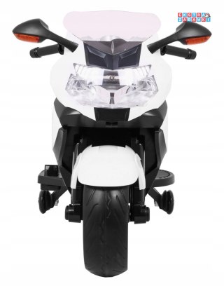 Białe BMW K1300S na akumulator - Kółkami pomocniczymi, Dźwięki, Światła, Wolny Start