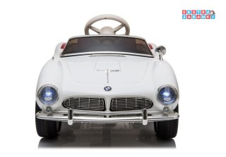 Białe BMW Retro na akumulator - 2x45W, Ekoskóra, EVA, LED, Pilot