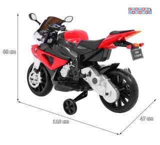 Czerwony BMW S1000 RR na akumulator - Kółeczka pomocnicze, Nóżka podpórka