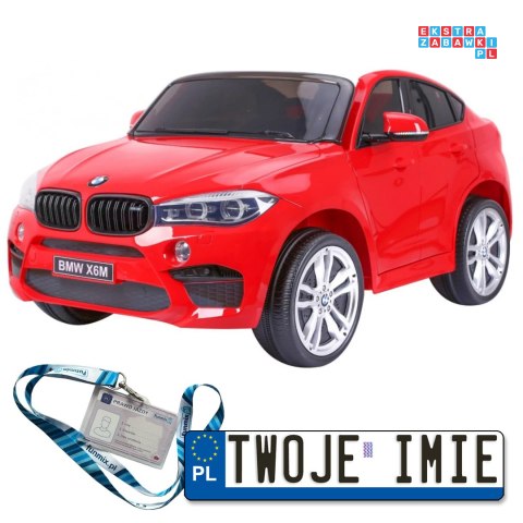 BMW X6M XXL Lakierowane Auto na akumulator Pilot Ekoskóra Pasy Wolny Start MP3 LED