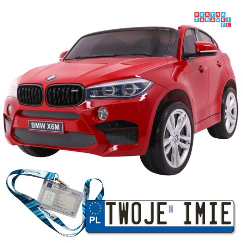 BMW X6M XXL Lakierowane Auto na akumulator Pilot Ekoskóra Pasy Wolny Start MP3 LED