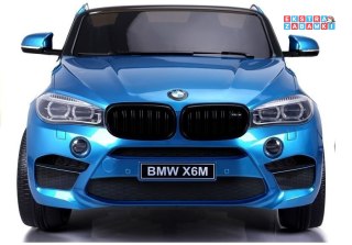 Niebieskie BMW X6M na akumulator - 2x120W, 12V/10Ah, ekoskóra, EVA, LED - [2845]