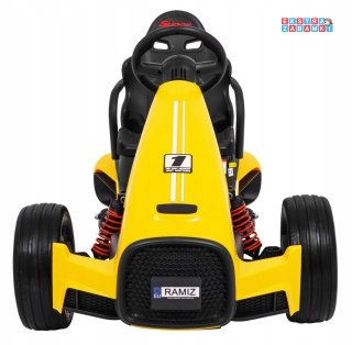 [CH9939] Bolid XR-1 Gokart na akumulator 2x35W 12V/7Ah z regulowaną kierownicą i profilowanym siedzeniem - żółty