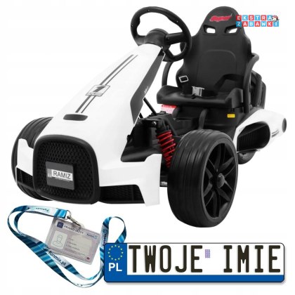 [CH9939] Bolid XR-1 Gokart na akumulator 2x35W 12V/7Ah z regulowaną kierownicą i profilowanym siedzeniem - biały