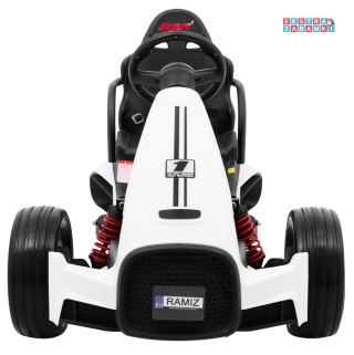 Bolid XR-1 gokart na akumulator - biały, 2x35W 12V/7Ah, EVA, regulowana kierownica, profilowane siedzisko [CH9939]