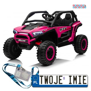 KCK buggy na akumulator dwuosobowy - różowy, 4x50W, 24V/7Ah, ekoskóra, EVA, MP3, Bluetooth [XMX-639]