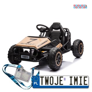 Buggy A8812 na akumulator - czarny, 24V, 2x100W, fotele ekoskóra, pasy, koła EVA