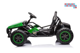 [19930] Buggy A8812 na akumulator 2x100W 24V/14Ah Ekoskóra Pasy Koła EVA - zielony