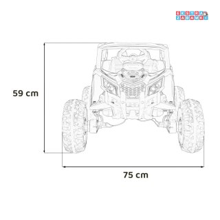 Czerwone ATV Defend buggy na akumulator 4x4 - czerwony, 4x35W, 12V/10Ah, pilot, ekoskóra, EVA [JH-105]