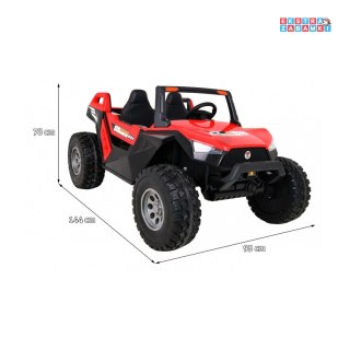 Czerwone Buggy clash na akumulator 4x4 - czerwony, 4x45W, pilot, ekoskóra, EVA, LED, MP3 [SX1928]