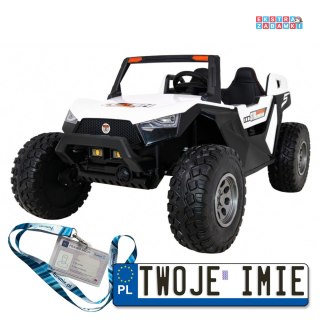 Białe Buggy clash na akumulator 4x4 - biały, 4x45W, pilot, ekoskóra, EVA, LED, MP3 [SX1928]