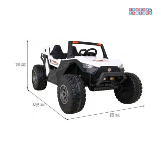 Białe Buggy clash na akumulator 4x4 - biały, 4x45W, pilot, ekoskóra, EVA, LED, MP3 [SX1928]