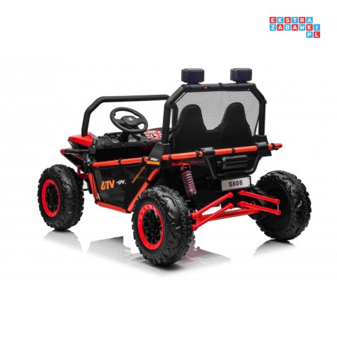 [S608] Buggy Faster na akumulator 2x150W 24V/10Ah ekoskóra Bluetooth EVA LED - czerwony