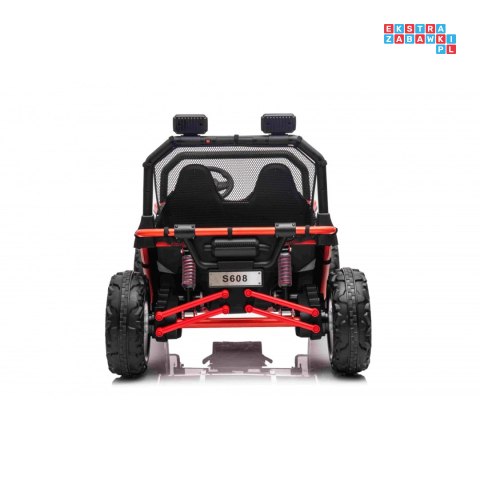[S608] Buggy Faster na akumulator 2x150W 24V/10Ah ekoskóra Bluetooth EVA LED - czerwony